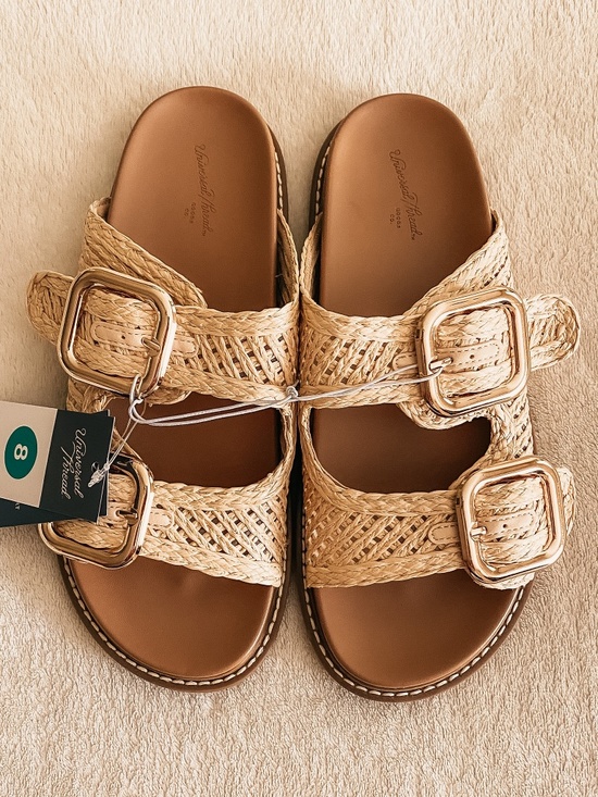 Universal Thread Shoes - NEW Universal Thread Collin Tan Woven Double Buckle Slide Sandals Women 8